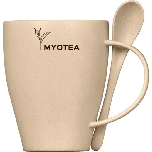 Okiyo Kawai Wheat Straw Mug & Spoon Branded